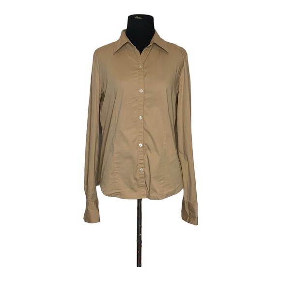 Old Navy beige buttoned long sleeves stretch shirt size M - Picture 8 of 8